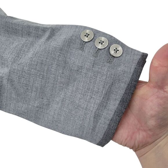 White House Black Market 52% Wool Grey Blazer Jacket Size: 12P - Picture 7 of 10